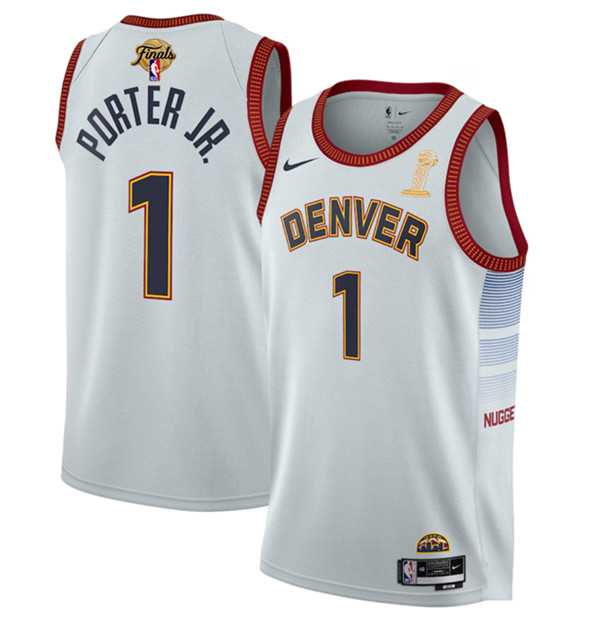 Mens Denver Nuggets #1 Michael Porter Jr. White 2023 Finals Champions Icon Edition Stitched Basketball Jersey->denver nuggets->NBA Jersey